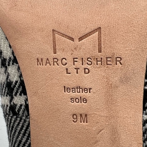 Marc Fisher Black White Plaid Mizalas Pointed Toe Block Heels Size 9 Women's - Picture 10 of 10